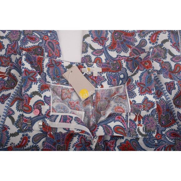 Boden Womans Wide Leg Pants Linen Trousers Paisley UK 14R US 10 Blue Pink NWT - Picture 9 of 10